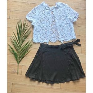 NWT: Wrap Tie Front Mini Skirt